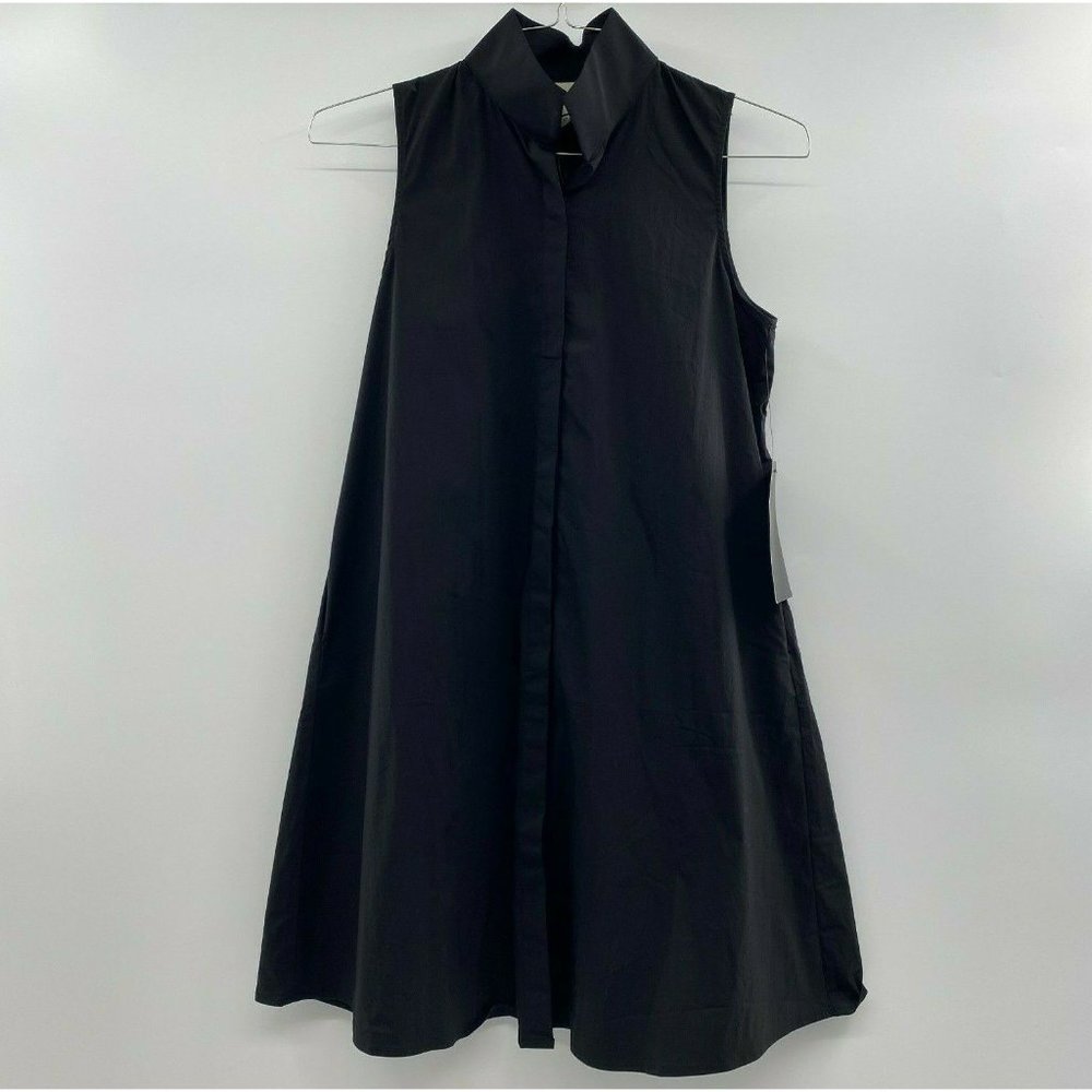 Tuckernuck Women's Black Cotton Poplin Sleeveless Charlie Shirt Dress - Picture 4 of 9